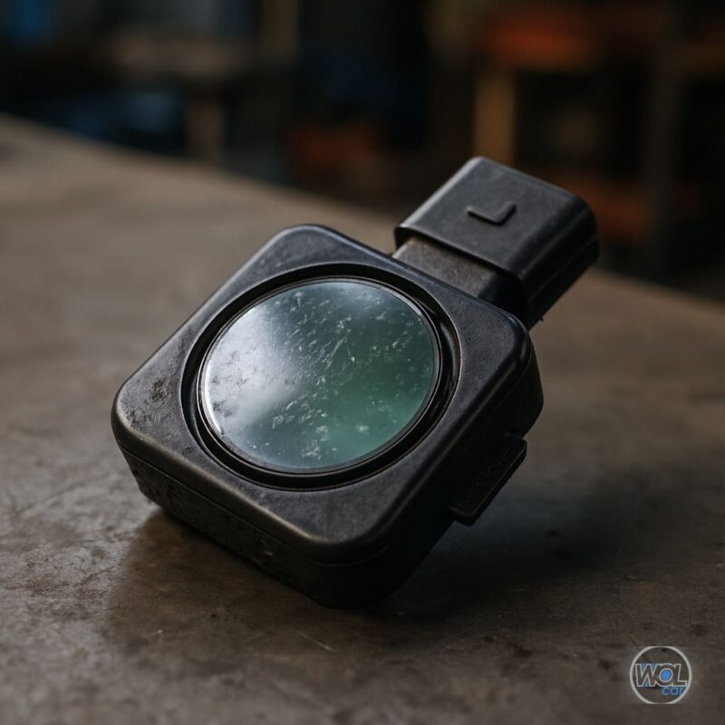 Senzor de ploaie second-hand pentru Renault Laguna 2 pe o masă de atelier, fundal neclar